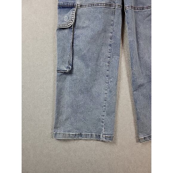 Fire & Rain Blue Denim Wide Leg Cargo Jeans Junior Women's 1 Stretch - Picture 6 of 13